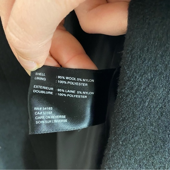 Cole Haan Wool Black Trench Dress Coat Sz 6 Black Jacket Women’s Furry - Picture 11 of 11